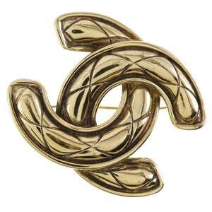 Chanel Cc Logo Brooch Gold-Tone Metal #228765C16B